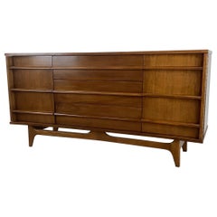 Used Mid-Century Walnut Bow Front Credenza by Young Mfg