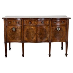 Late 18th C. English Serpentine Front Mahogany and Satinwood Sideboard