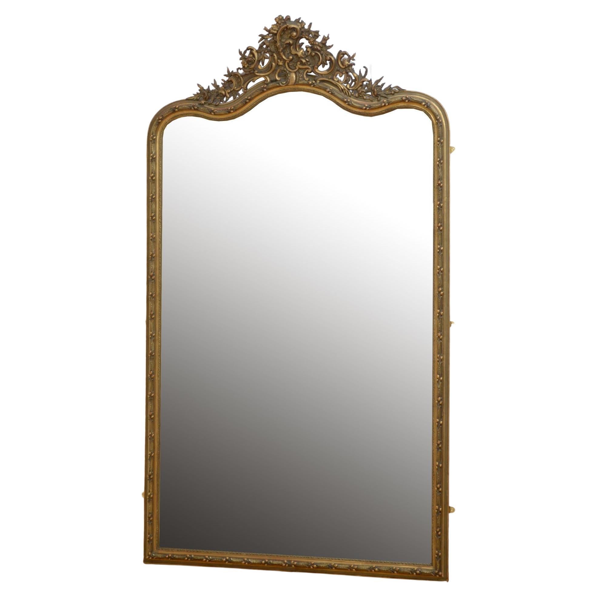 Miroir en bois doré Leaner H221 cm de longueur totale du 19ème siècle