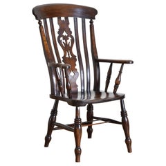 Antique English Yew Wood Windsor Armchair, Late 1st quarter 19th century