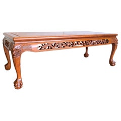GORGEOUS JAPANESE CHiNESE HAND CARVED COFFEE TABLE WITH DRAGONS CLAW BALL FEET
