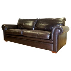 Used STUNNiNG DURESTA GARRICK THREE SEATER BROWN LEATHER SOFA ON CLASSIC SCROLL ARMS