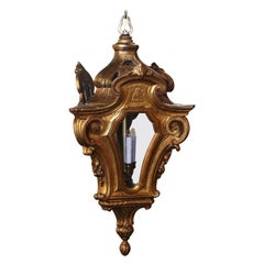 Mid-18th Century Italian Rococo Carved Giltwood Three-Light Ceiling Lantern
