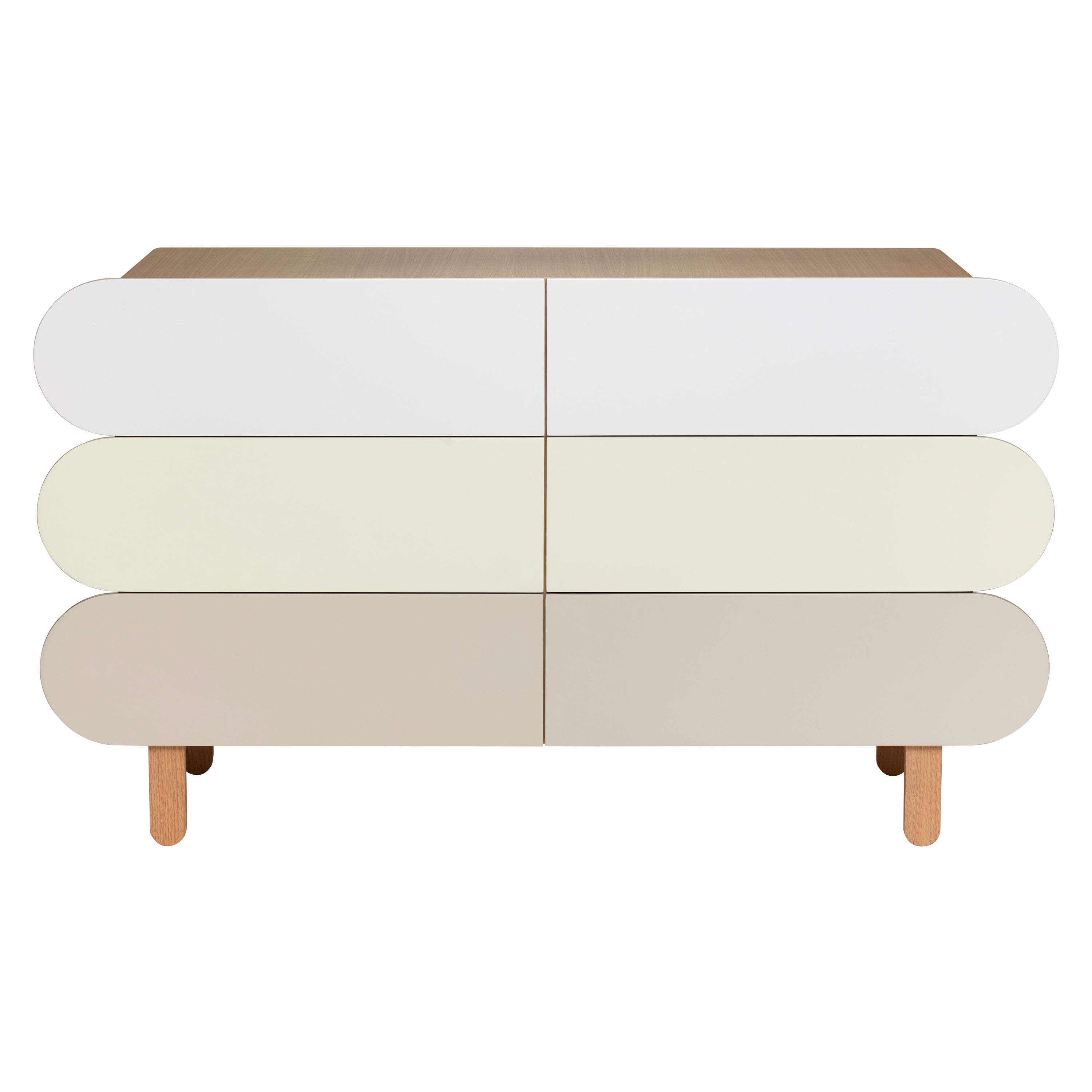 Minimalist Mid-Century Modern Dresser In Neutral Color For Sale