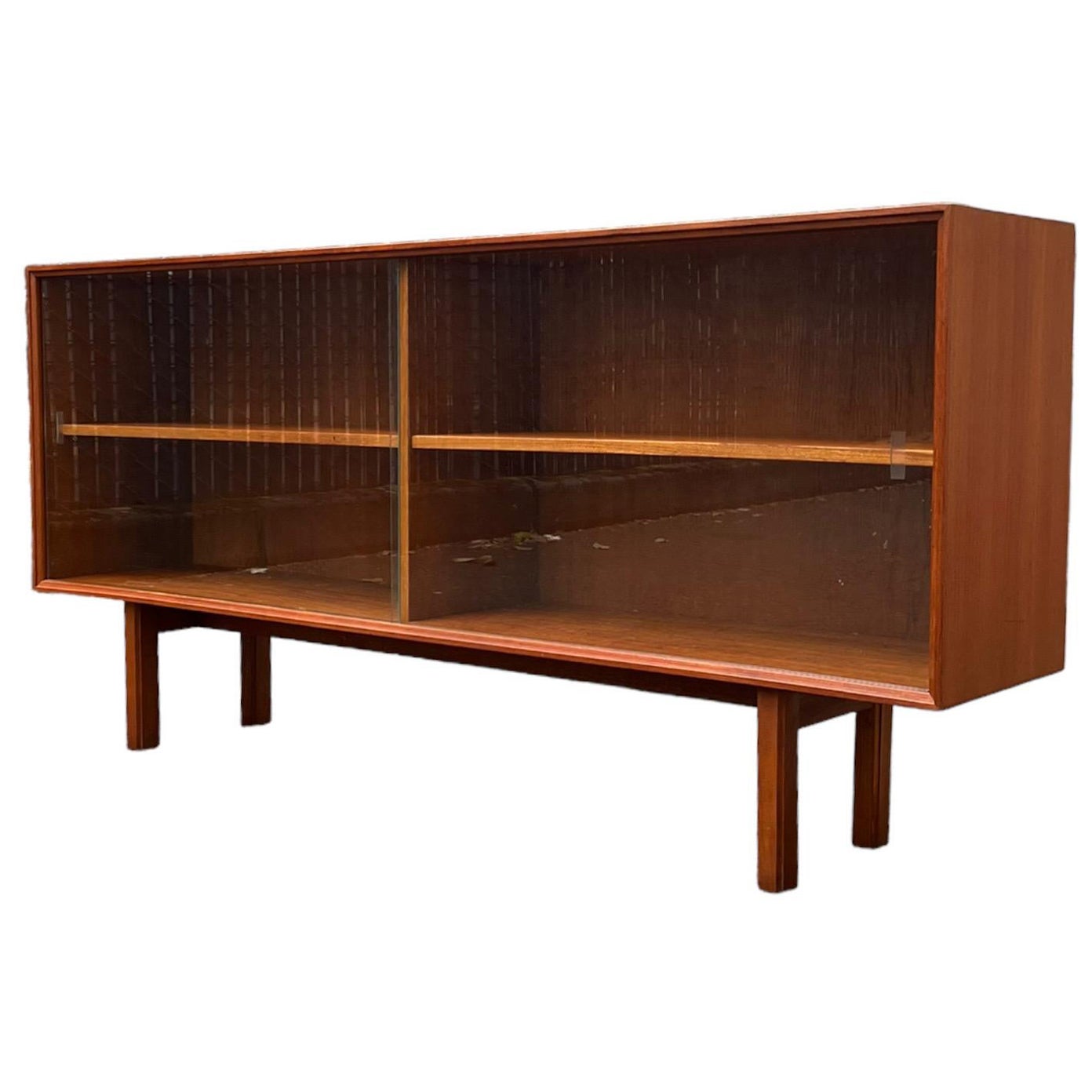 Vintage Danish Mid Century Modern Teak Wood Book Shelf Display Cabinet For Sale