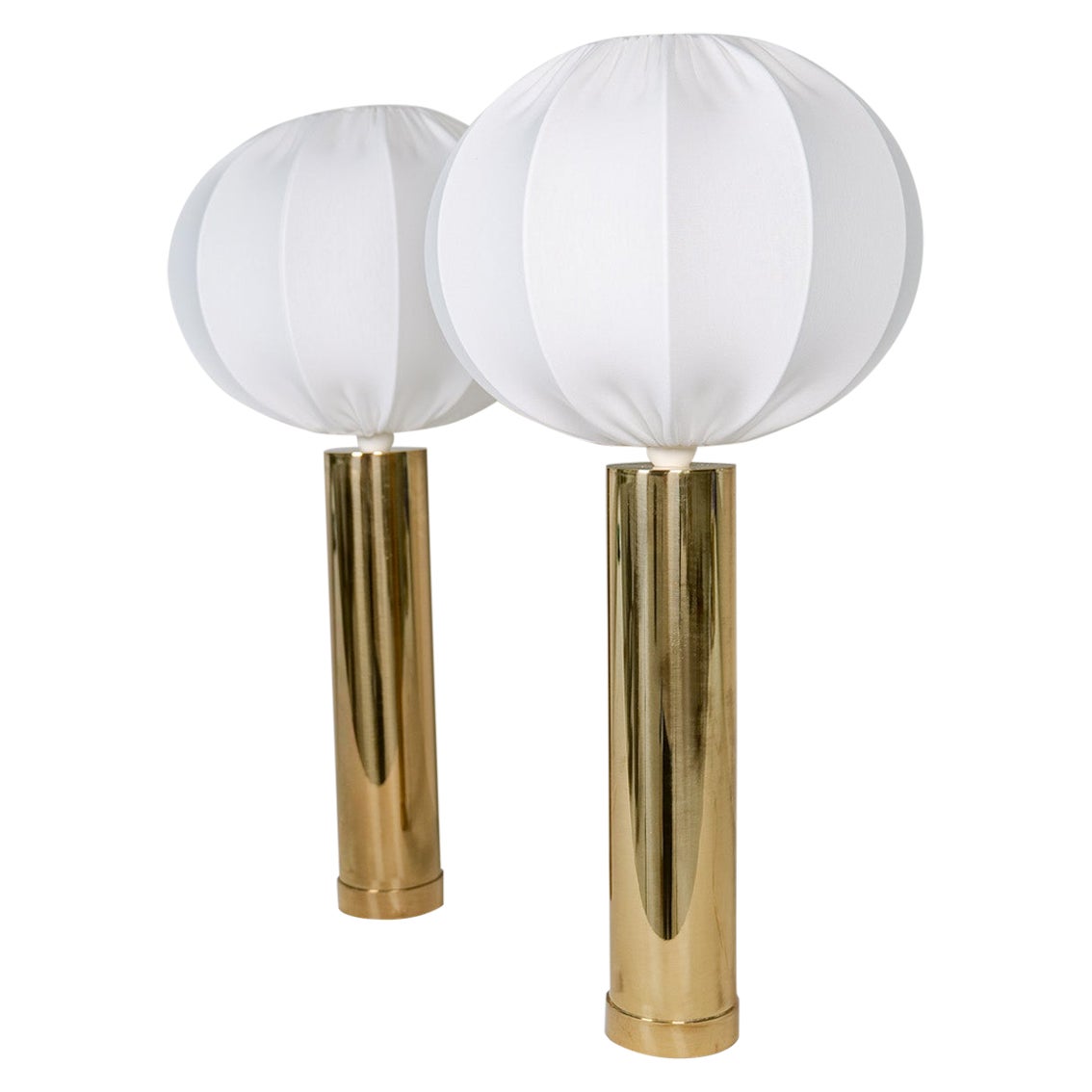 Midcentury Pair of Large Brass Bergboms B-010 Table Lamps, 1960s, Sweden For Sale