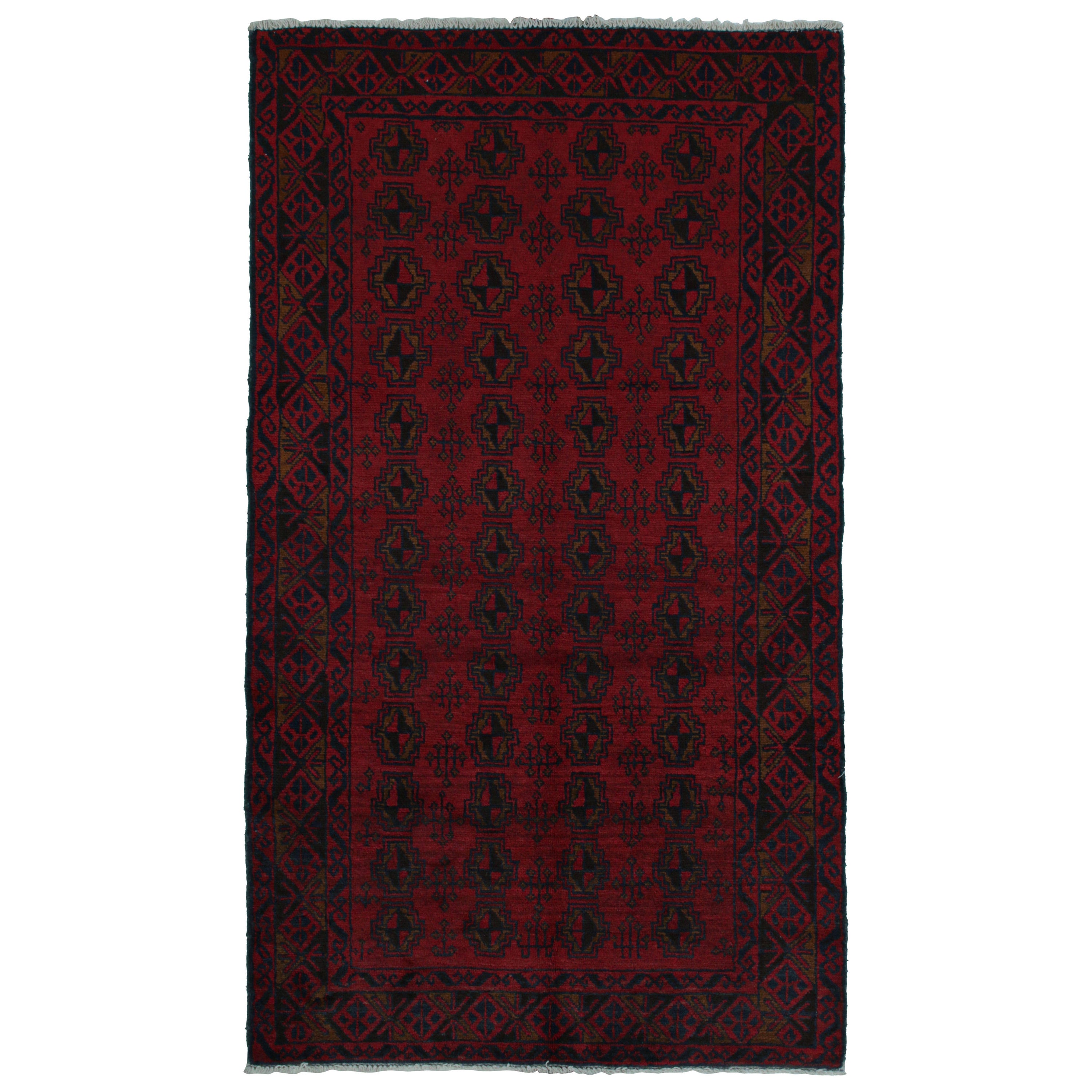 Vintage Baluch Tribal Läufer in Rot & Marineblau Mustern von Rug & Kilim im Angebot