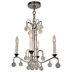 French 1930's Crystal and Chrome Chandelier
