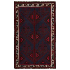 Vintage Baluch Stammes-Teppich in Rot & Marineblau-Muster von Rug & Kilim