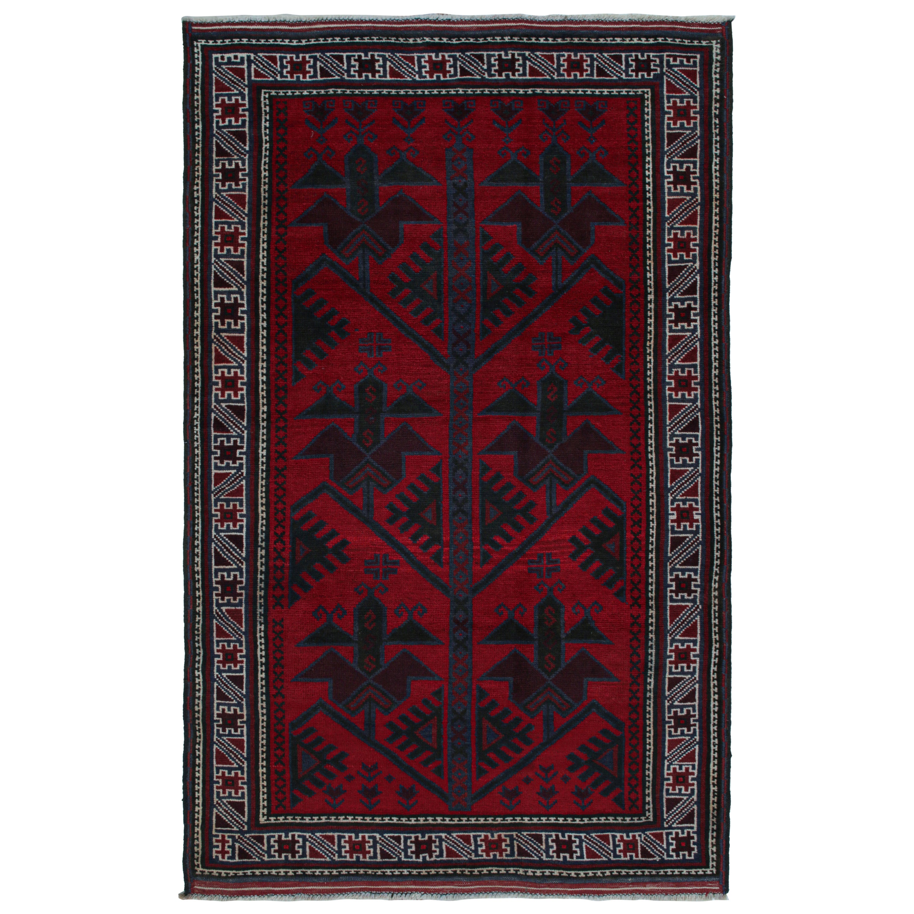 Vintage Baluch Tribal Rug in Red with Geometric Patterns, from Rug & Kilim For Sale
