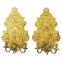 Pair of 19th century French Gilt Bronze Candle Sconces of Diana The Huntress