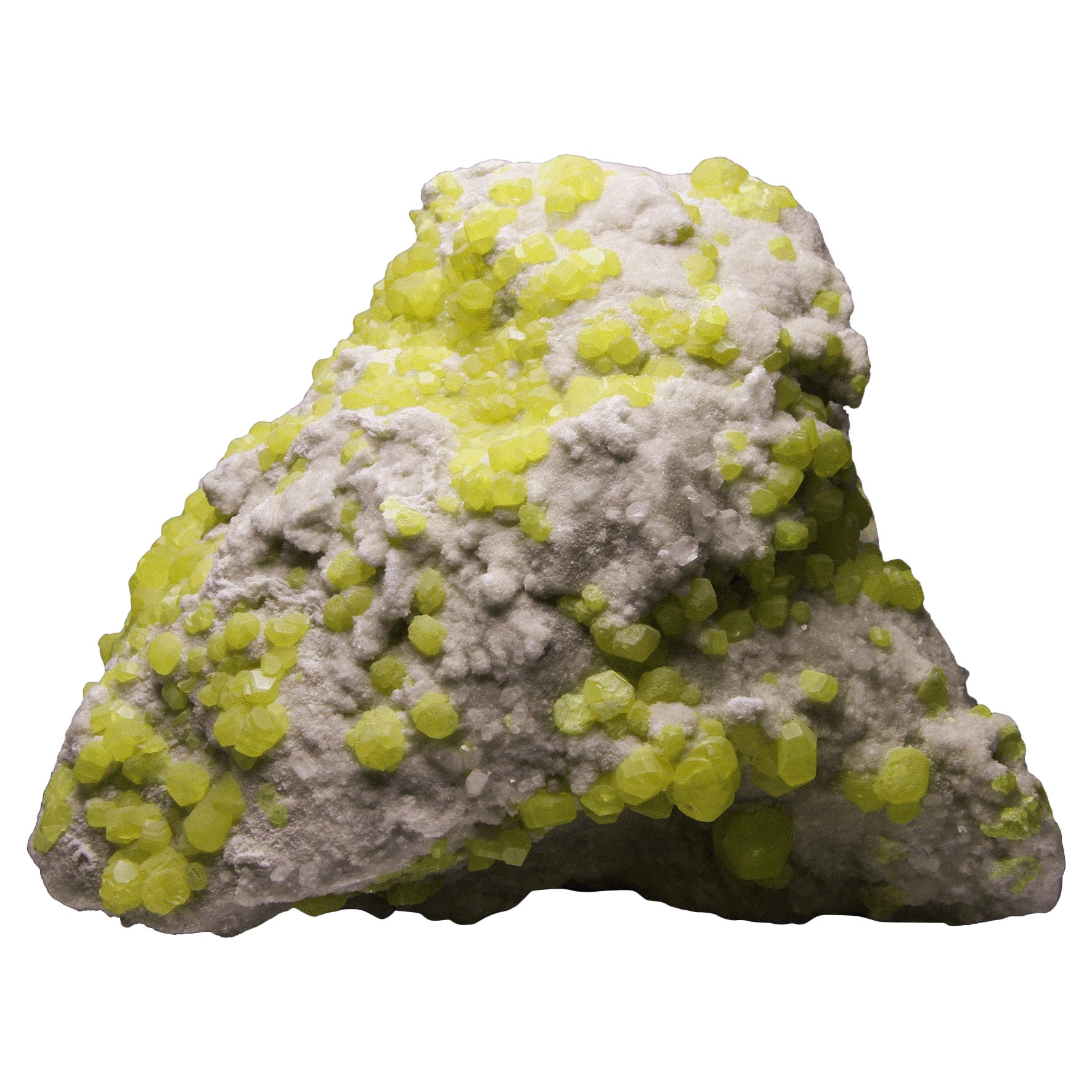 Sulfur on Aragonite from Agrigento, Sicily, Italy