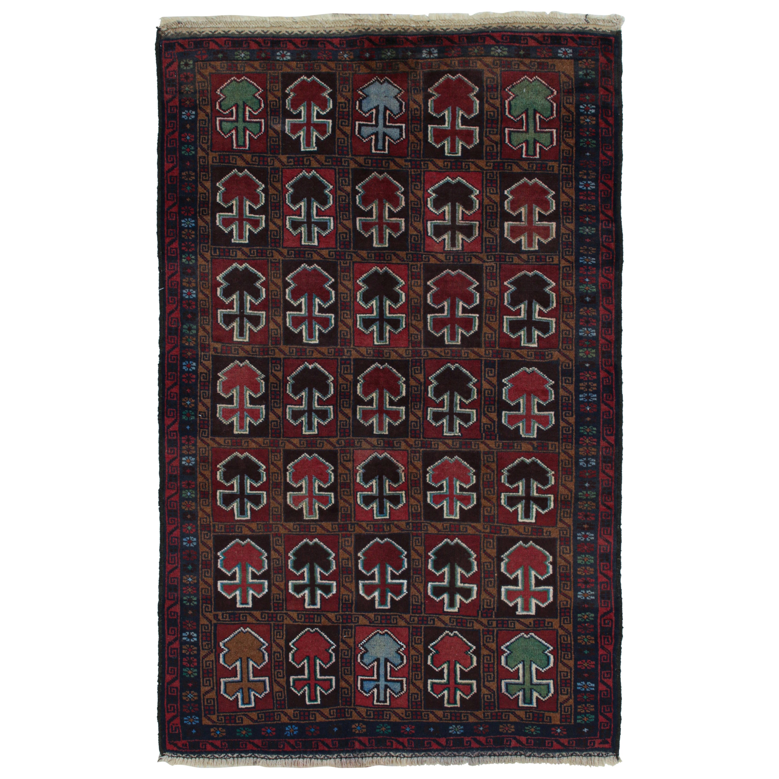 Vintage Baluch Tribal Rug in Red with Geometric Patterns, from Rug & Kilim For Sale