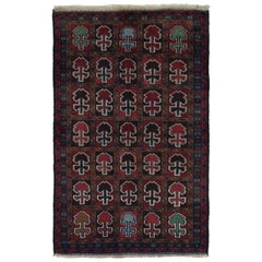 Vintage Baluch Tribal Rug in Red with Geometric Patterns, from Rug & Kilim
