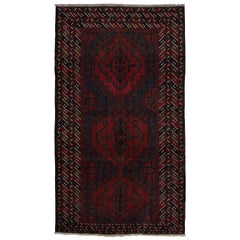 Retro Baluch Tribal Rug in Red with Geometric Patterns, from Rug & Kilim