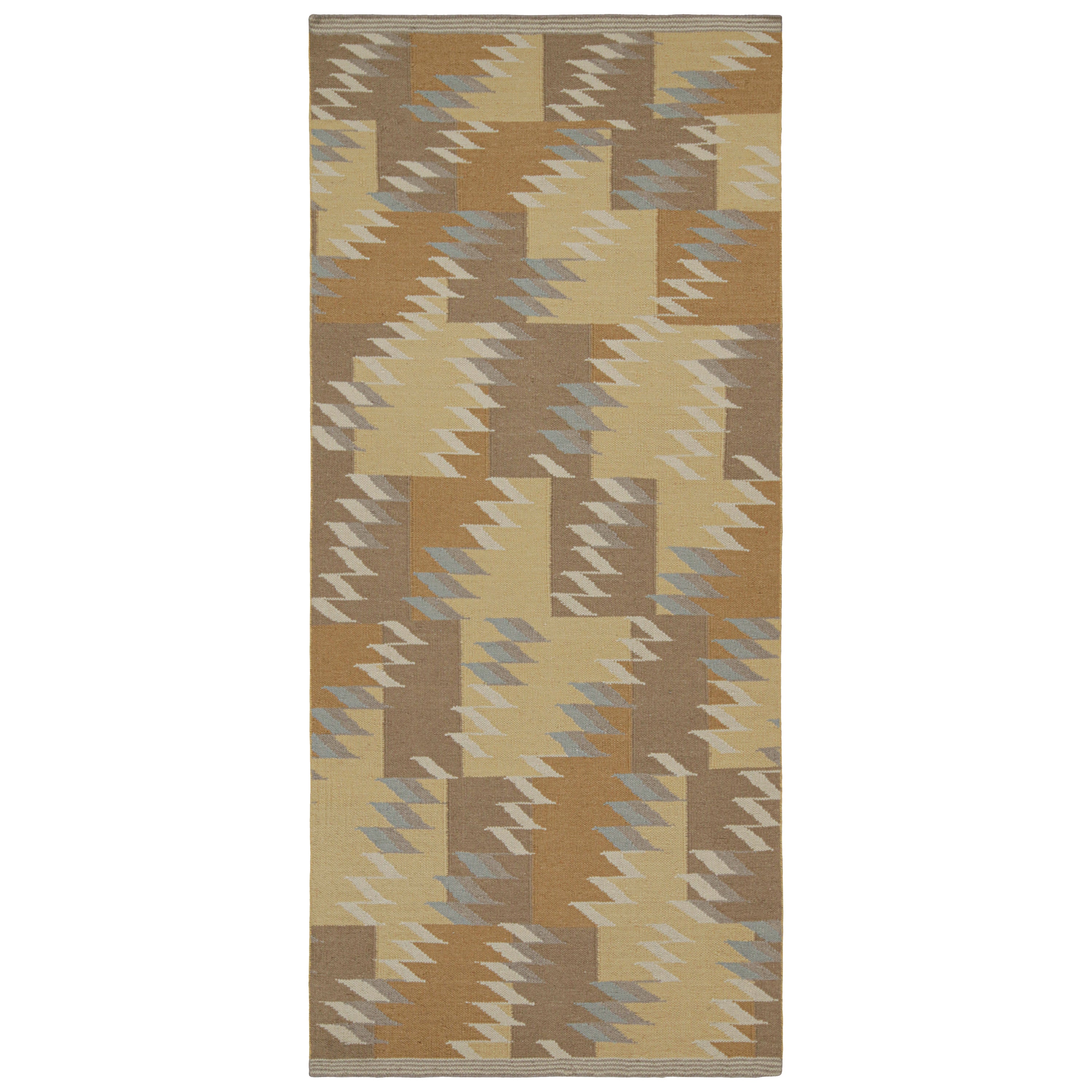 Rug & Kilim’s Scandinavian Style Custom Kilim Rug Design with Geometric Pattern
