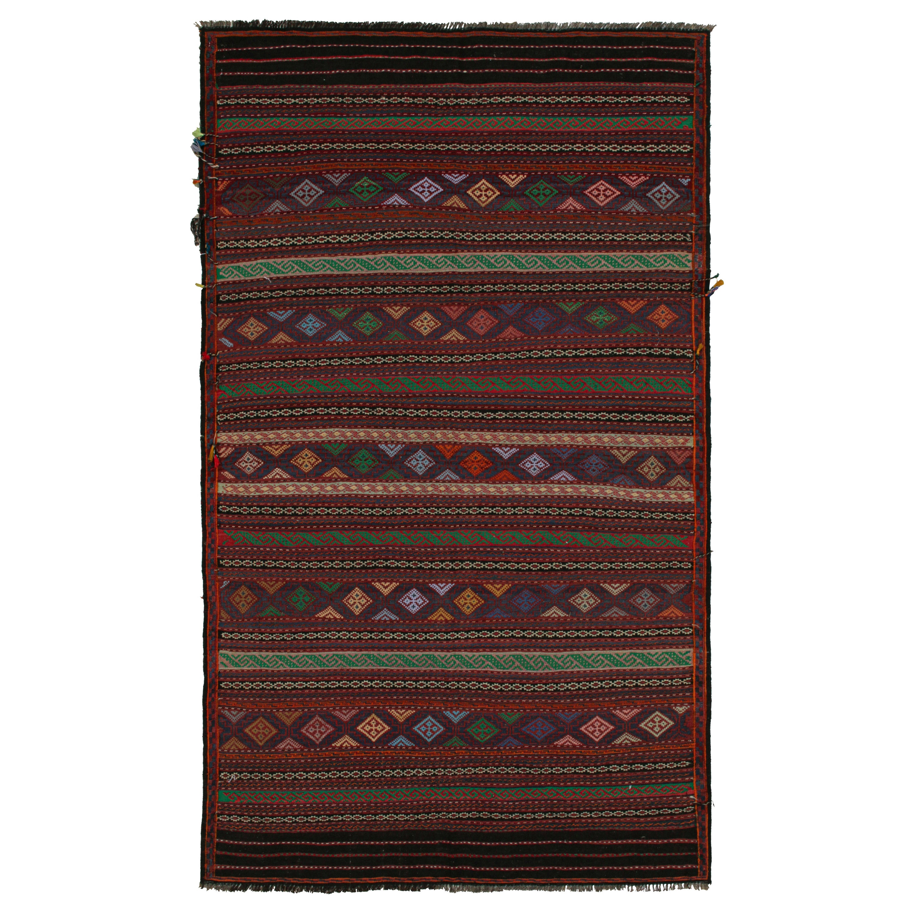 Vintage Baluch Tribal Kilim with Colorful Stripes & Motifs, from Rug & Kilim For Sale