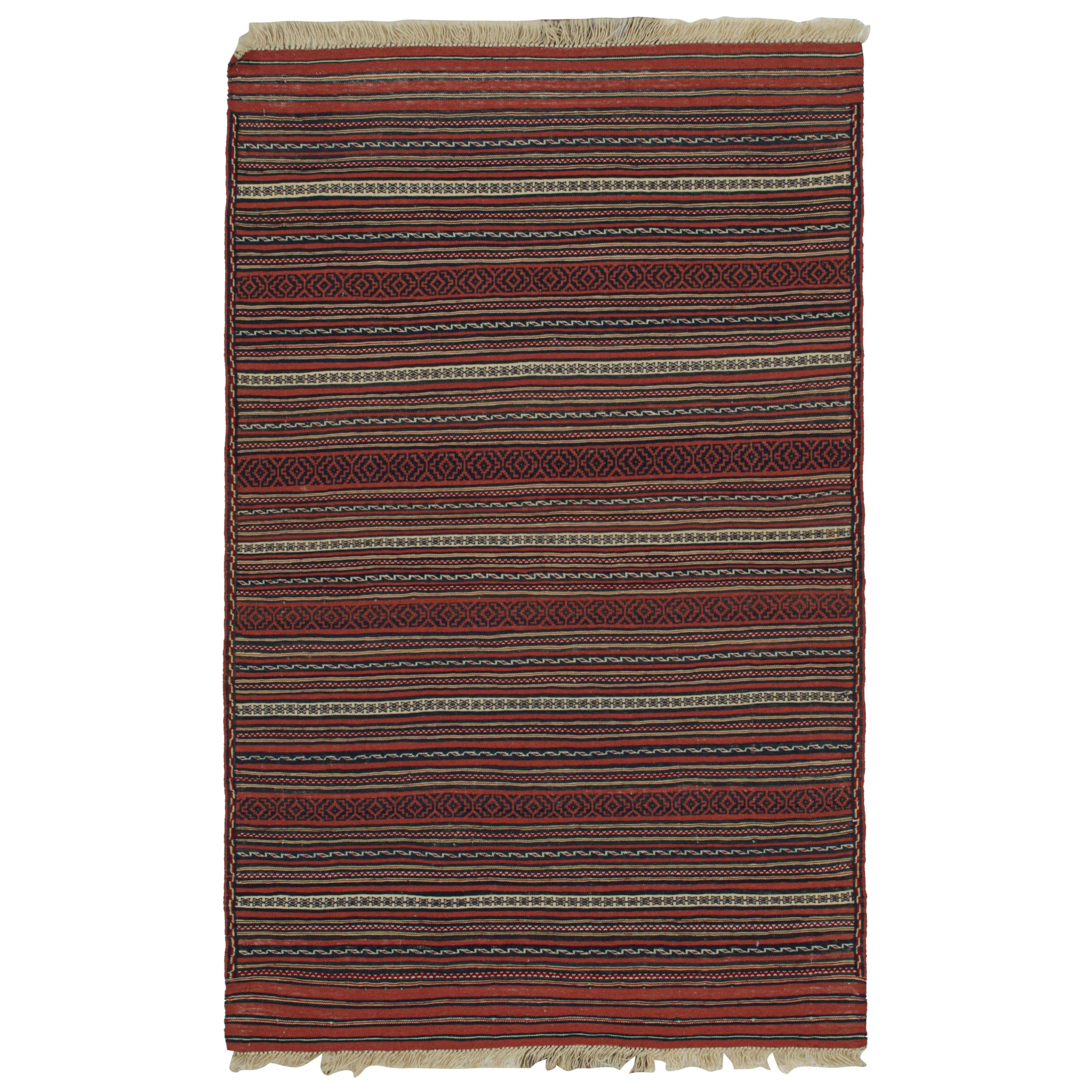 Vintage Baluch Tribal Kilim with Red, Blue and Beige Stripes, from Rug & Kilim