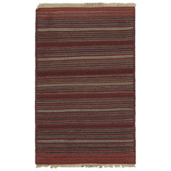 Vintage Baluch Stammes-Kilim mit roten, blauen und beigen Streifen, von Rug & Kilim