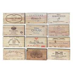 Antique French Wooden Wine Crate Box Labels, Set of 12