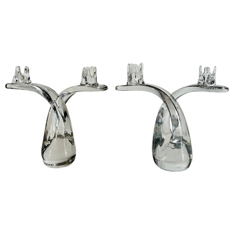 Daum Nancy pair of french glass candelabra circa 1950
