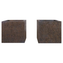 Vintage Mid-Century Modern Bronze Resin Square Planters by Forms and Surfaces