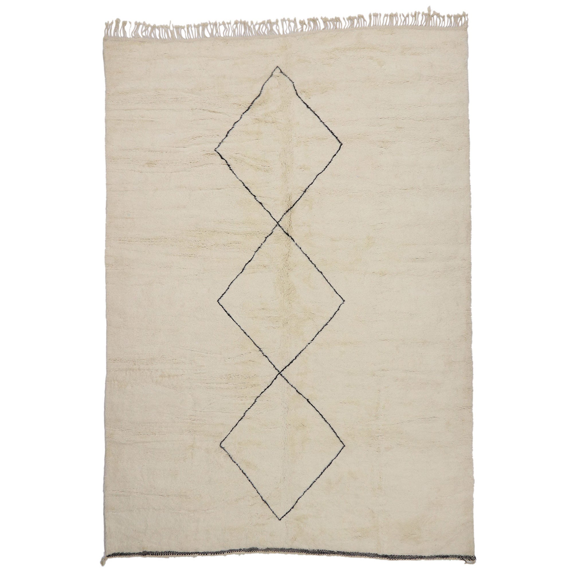 Oversized Neutral Berber Moroccan Rug, Cozy Hygge Meets Minimalist Shibui For Sale