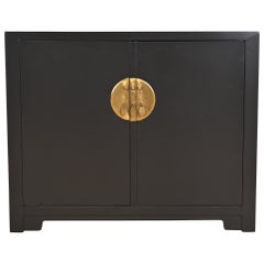 Michael Taylor for Baker Far East Collection Black Lacquered Bar Cabinet
