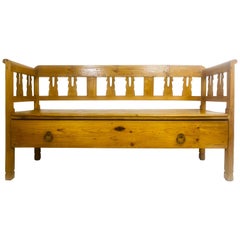 Antique handmade rustic scrubs pine Irish hall bench