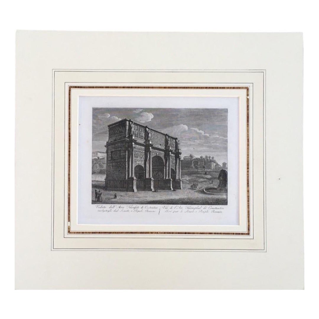 City of Rome Fine Architectural Engraving Printed in Italy, 1816, Matted For Sale