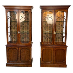 Chinese Chippendale Style Bookcases, Showcase Cabinets, Mahogany, Maitland Smith