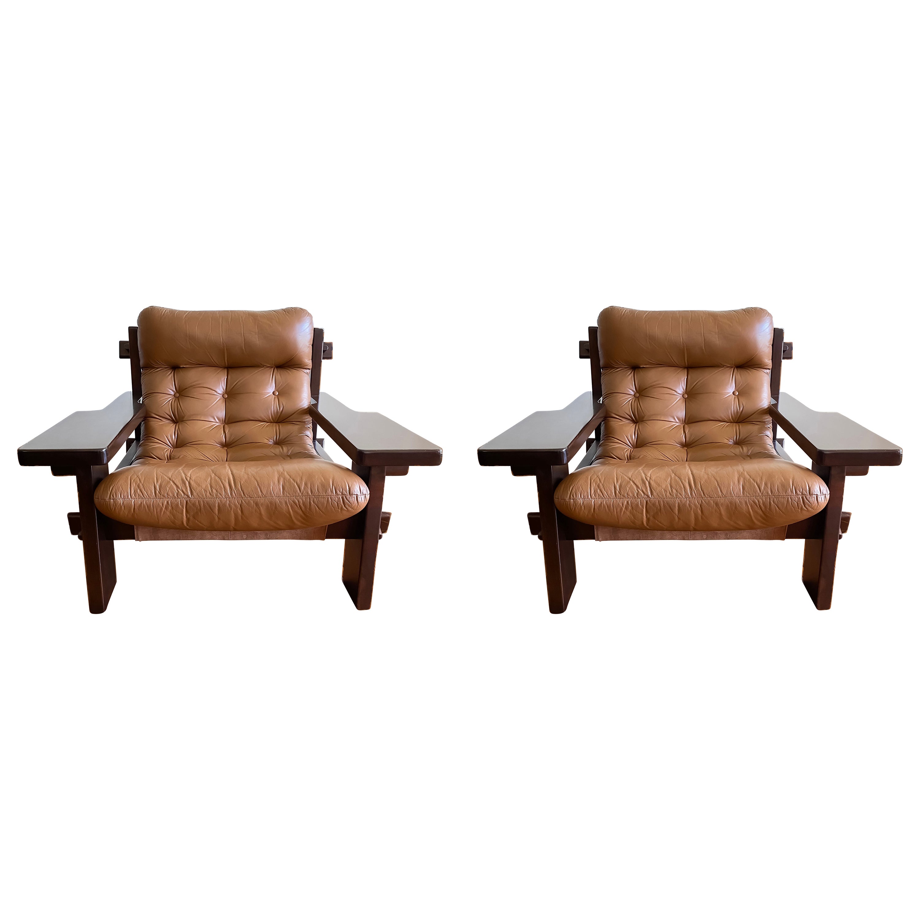 Paire de fauteuils de salon à grande échelle du milieu du siècle de Jean Gillon pour Probel en vente
