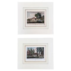 Antique Pair of Hand- Colored French Garden Engravings by Laborge Printed in 1818