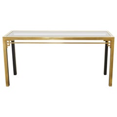 Mastercraft Style Brass Metal Greek Key Console Table