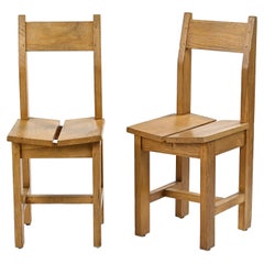 Pair of solid wood chairs, La Plagne circa 1960