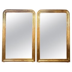 Paire de miroirs Louis Philippe à feuilles d'or français