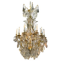 19th Century French Crystal and Bronze Baccarat Manner Chandelier