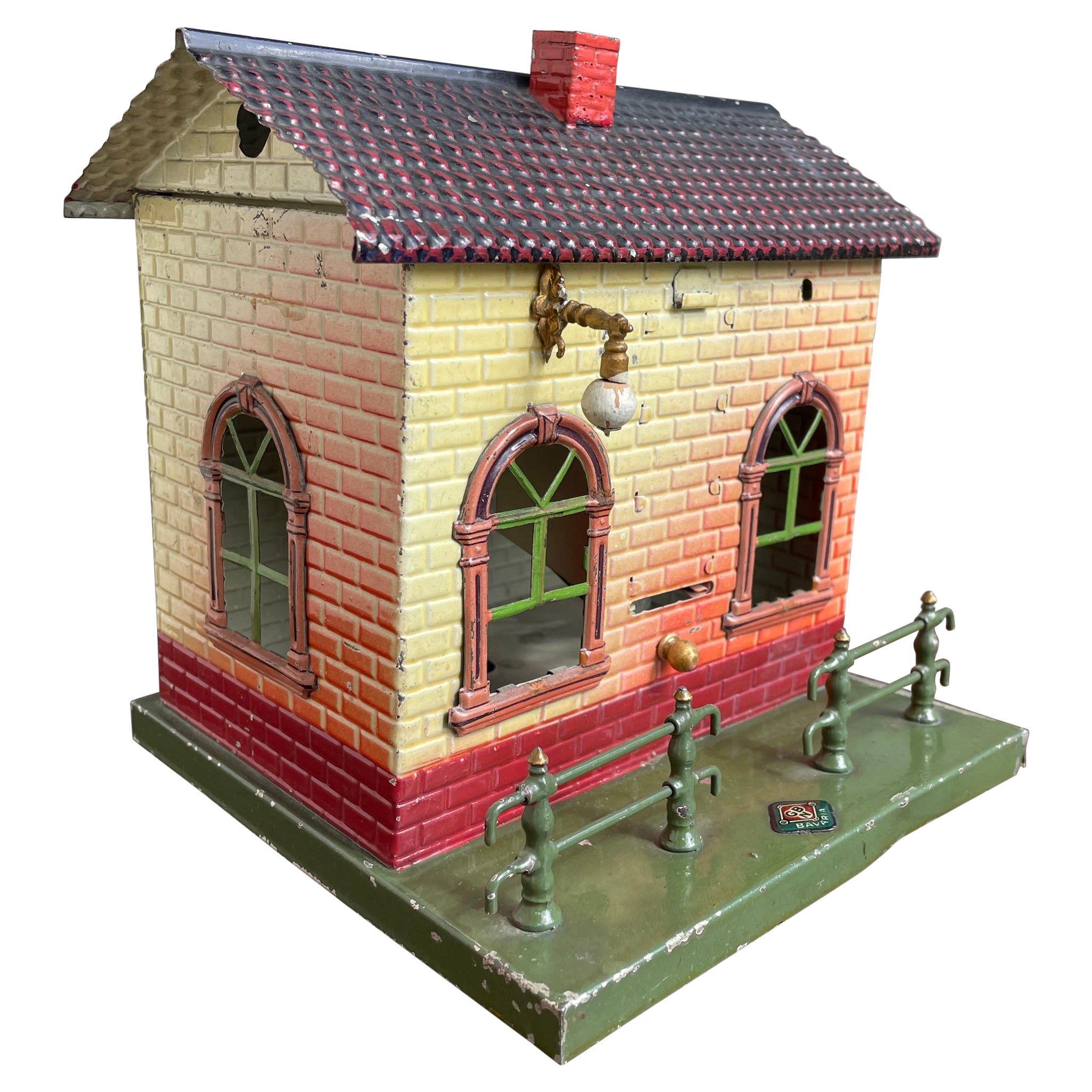 Antique Handcrafted German Railroad / Train Station Ticket Booth By Bing Bavaria For Sale