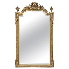 19th Century French Louis XVI Carved and Giltwood Mirror