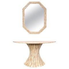Post-modern travertine Vanity and Mirror set