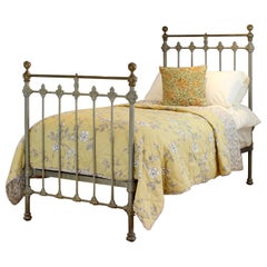 Traditional Single Victorian Brass and Iron Used Bed in Faded Gold