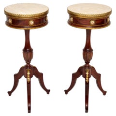 Pair of Antique French Marble Top Side Tables