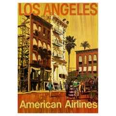 Vintage 1960's American Airlines Los Angeles Poster by Van Kaufman