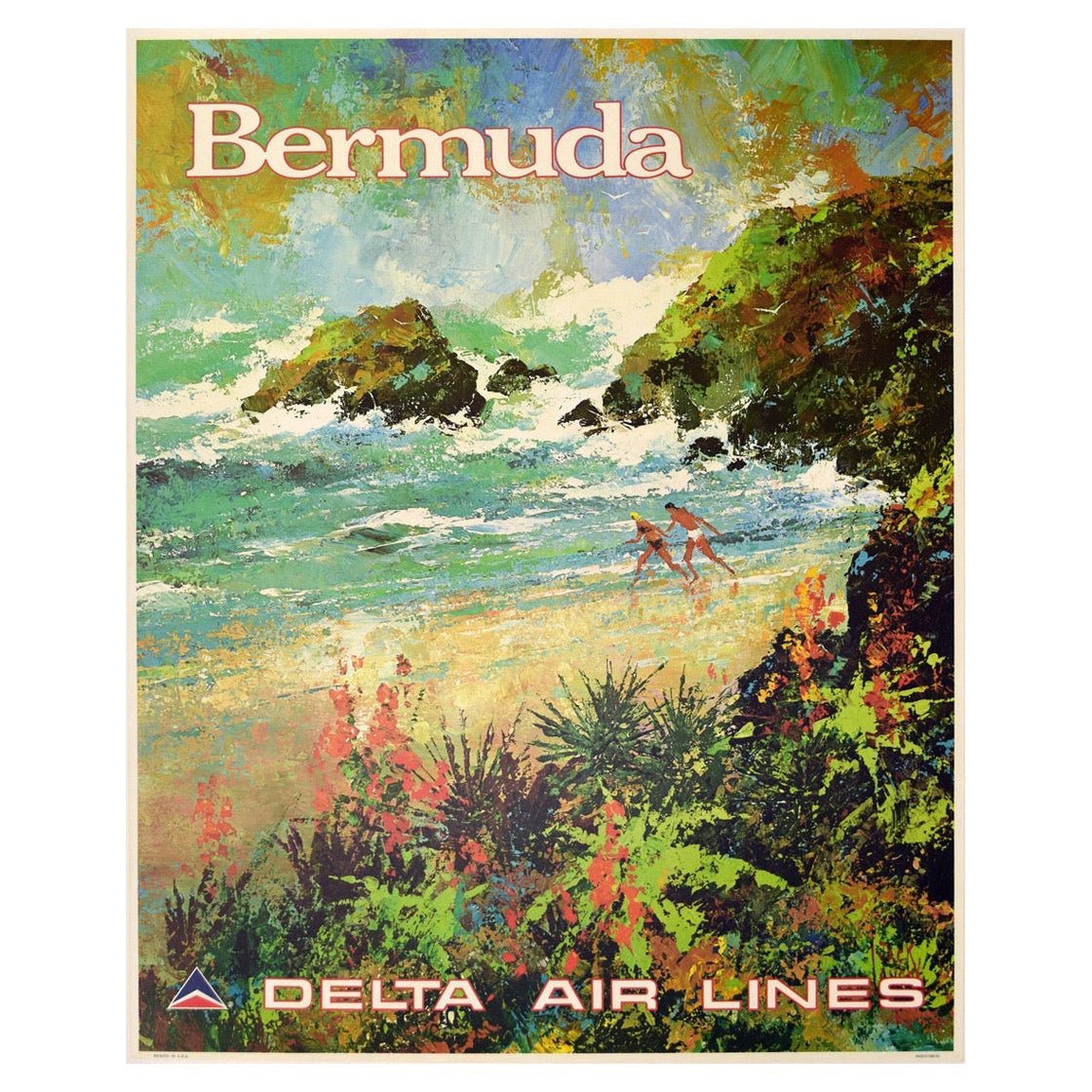 Affiche de Delta Airlines Bermuda des années 1970 par Jack Laycox