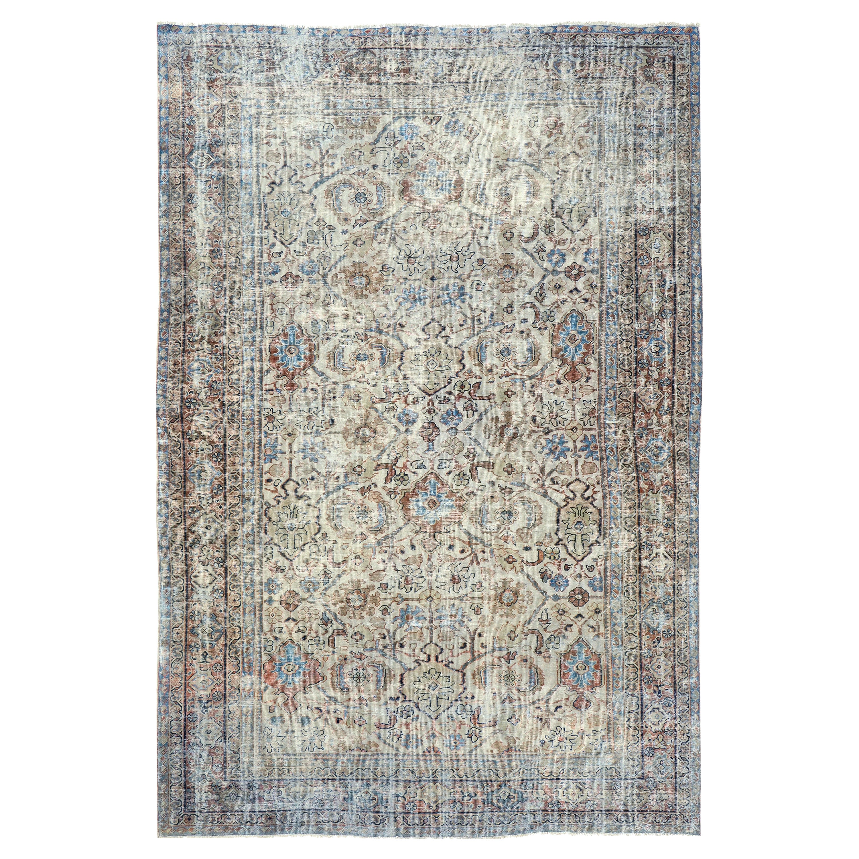 Antiker persischer Mahal Distressed-Teppich im Used-Look 26372