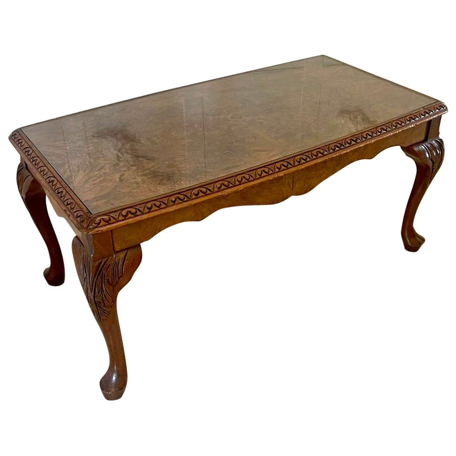 Antique Quality Burr Walnut Coffee Table  For Sale