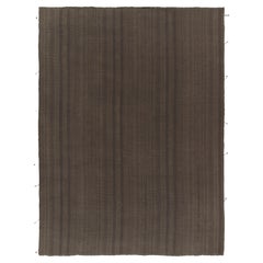 Rug & Kilim’s Contemporary Kilims in Muted Brown Stripes, Panel Woven style