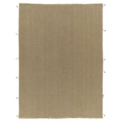 Rug & Kilim's Contemporary Kilim in Sandy, Solid Beige-Brown Panel Woven style