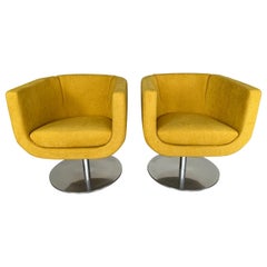 B&b Italia 360 Degrees Rotatable Tulip Model Yellow Armchairs by Jeffrey Bernett