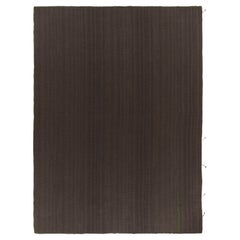 Rug & Kilim's Contemporary Kilim in Rich Brown Stripes, Panel Woven style (en anglais)
